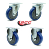 Service Caster 4 Inch Blue Polyurethane Wheel Swivel Top Plate Caster Set with 2 Rigid SCC SCC-20S414-PPUB-BLUE-2-R414-2